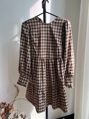 Long Sleeve Plaid Gingham Dress - Nasty Gal